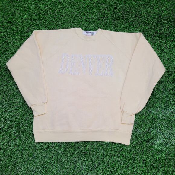 Vintage 80s Denver Sweatshirt Womens Medium 19x23 Yellow - Picture 1 of 14